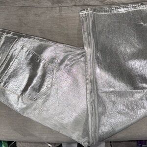 Abercrombie & Fitch Metallic Silver Straight Leg Jeans Size 12S 32” waist